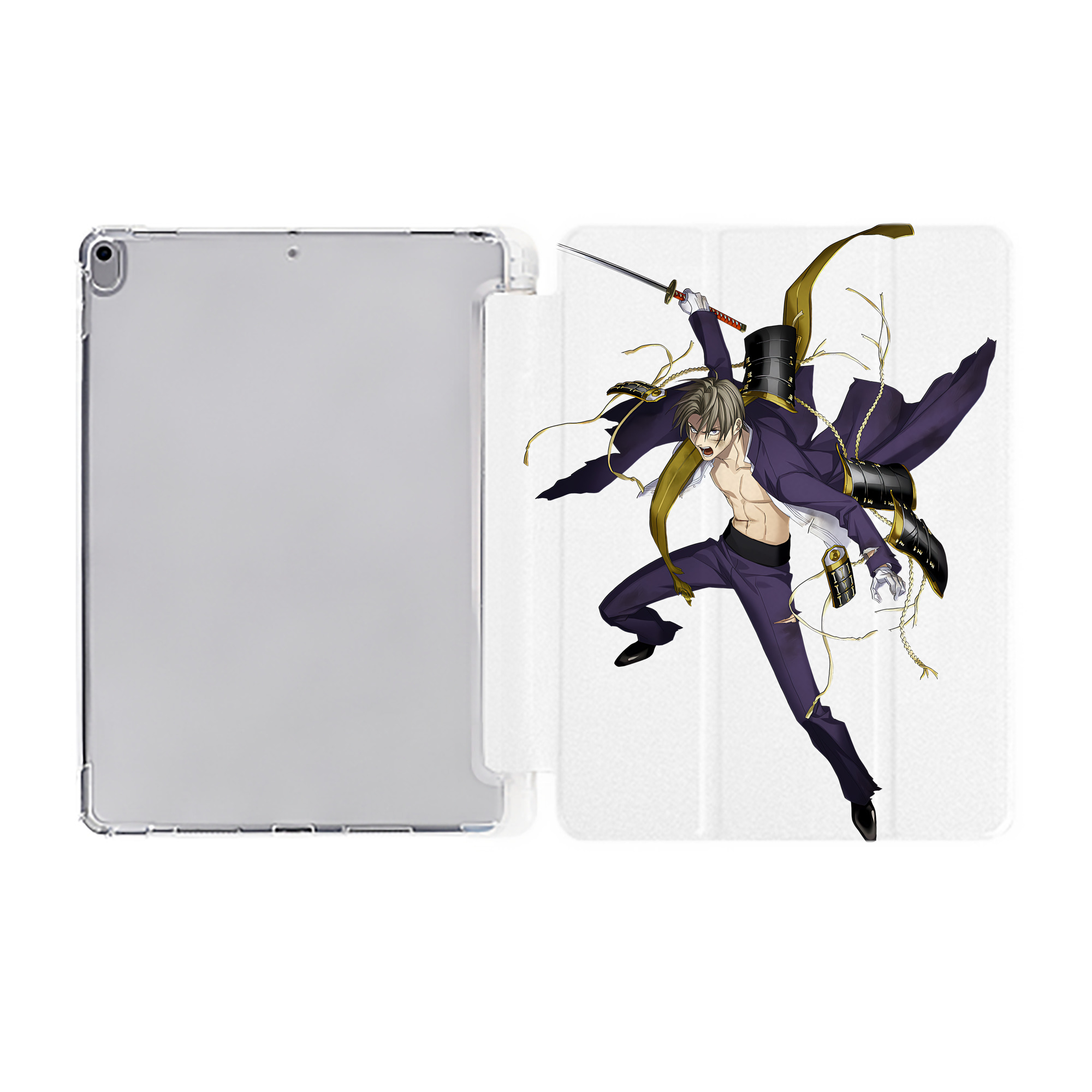 （画像用） 刀剣乱舞 Touken Ranbu IPad ケース ペン収納付き 三つ折りスタンド PUレザー×シリコン 対応機種9.5/10.5/10.9インチ